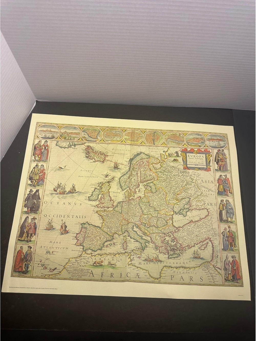 Vintage Europe Map Reproduction Europa Recens Descripta Blaeu 16 x 20